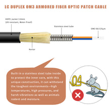 Load image into Gallery viewer, Bangun LC to LC 10G Duplex OM3 Outdoor Armored Fiber Patch Cable with Pulling Eye, Direct Burial Fiber Optic Cable, Multimode 50/125