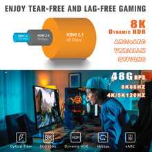 Load image into Gallery viewer, 8K Fiber HDMI Cable, Slim Flexible HDMI 2.1 Fiber Optic Cable Supports 48Gbps 8K@60Hz 4K@120Hz Dynamic HDR/eARC/HDCP 2.2/3D, High Speed HDMI Fiber Optic Cable for Projector/HDTV/Home Theater