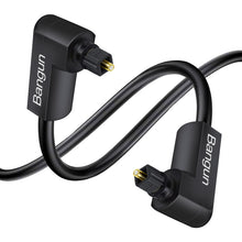 Load image into Gallery viewer, Double 90 Degree Angled Optical Audio Cable, Slim Digital Audio Optical Cable, SPDIF Cable, 360 Degree Swivel Right Angle Fiber Optic Toslink Cable for Sound Bar, TV, PS4, Xbox, Home Theater