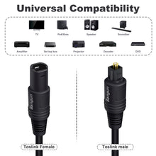 Load image into Gallery viewer, Optical Audio Cable Extension, Toslink Optical Cable Extender, Male to Female Optical Extension Cable, Fiber Digital Extension Adapter Cable for Sound bar/TV/PS4/Xbox/Home Theater