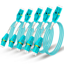 Load image into Gallery viewer, Uniboot LC to LC 10G OM3 Fiber Patch Cable, Bangun Multimode Duplex Fiber Optic Cable Jumper Optical Patch Cord, 50/125, Low Friction LSZH Jacket