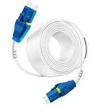Load image into Gallery viewer, Uniboot LC to LC Armored Fiber Patch Cable, Bangun Single Mode Duplex Fiber Optic Cable Jumper Optical Patch Cord, 9/125um, (OS1/OS2 Compatible), LSZH White