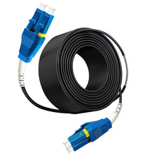Load image into Gallery viewer, Uniboot LC to LC Armored Fiber Patch Cable, Bangun Single Mode Duplex Fiber Optic Cable Jumper Optical Patch Cord, 9/125um, (OS1/OS2 Compatible), LSZH Black