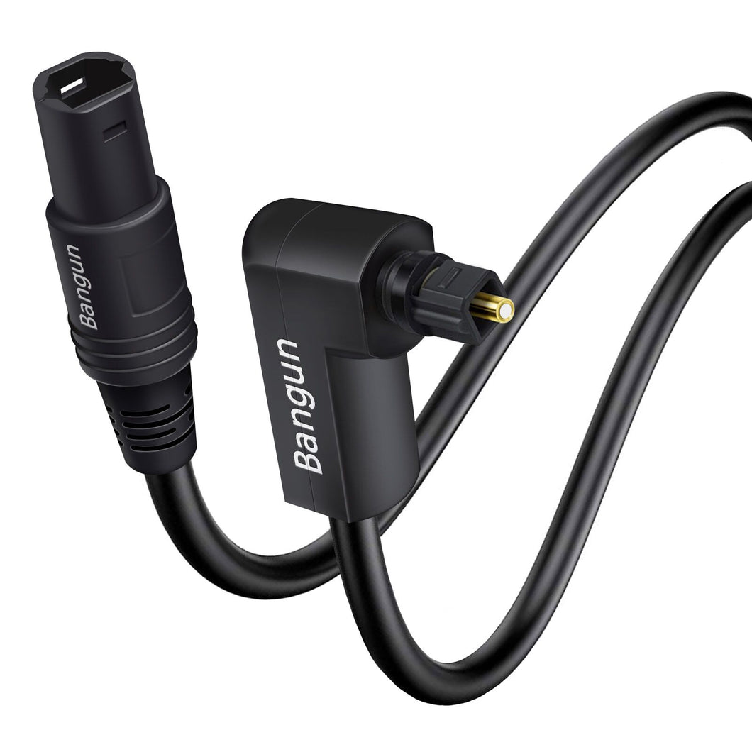 90 Degree Optical Extension Cable Male to Female Coupler for Digital Audio Optical Cable, 360 Degree Right Angle Fiber Optic Toslink/SPDIF Extension Adapter Cable for Sound Bar, TV, PS4, Xbox, 1.5/3/6ft
